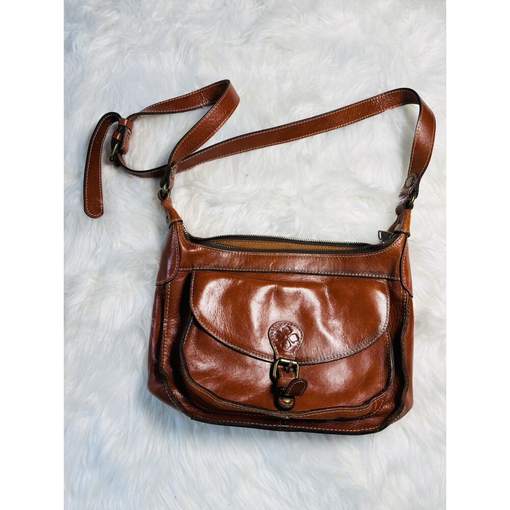 Patricia Nash Leather Heritage Vintage Saddle Crossbody Bag - Leather Tan
